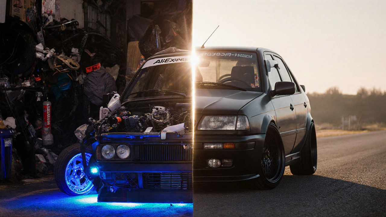 Два варианта тюнинга: хаотичный слева и гармоничный справа — солнечный луч разделяет их.