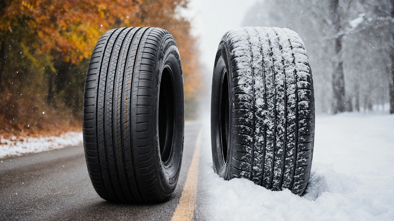 Сравнение летней и зимней шин Hankook на фоне смены сезонов