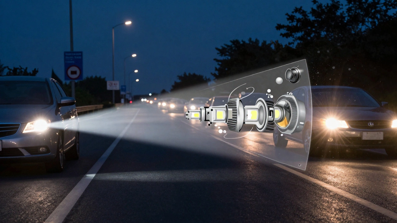 Сравнение правильного и неправильного света фар: четкий луч против ослепляющего рассеянного света