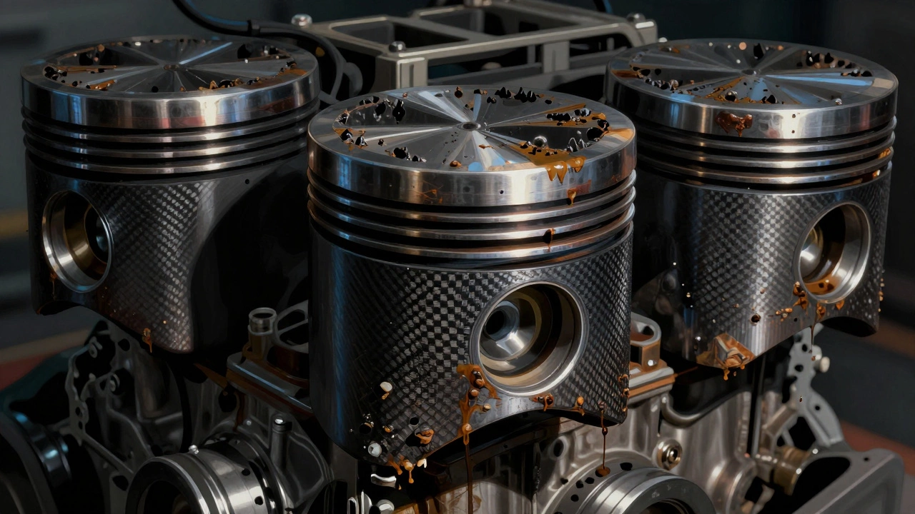 Загрязнённые поршни и нагар из-за несвоевременной замены масла.