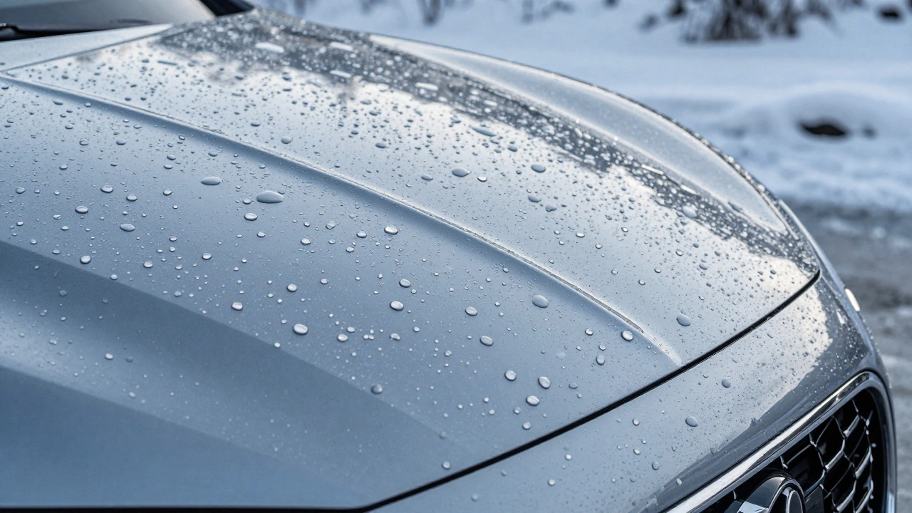 Гидрофобный эффект керамического покрытия на кузове машины